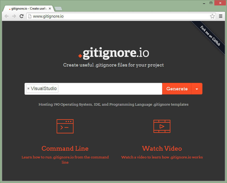 The home page of gitignore.io
