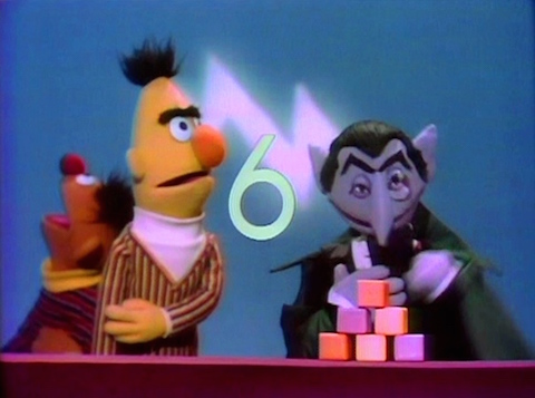 The Count from Sesame Street counts to six.
